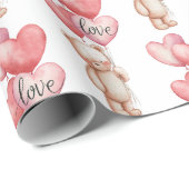 Valentine's Day Cute Teddy Bear Wrapping Paper Geschenkpapier (Rolleneckpunkt)