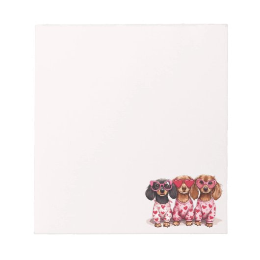 Valentines Day Dachshund Dogs Notizblock (Vorderseite)
