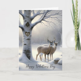Valentine's Day Deer with Initials on Tree Heart Feiertagskarte