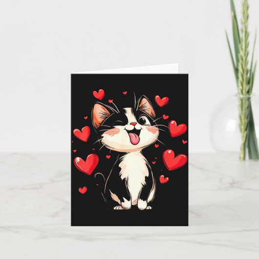 Valentines Day Design With A Cat On It Karte (Vorderseite)