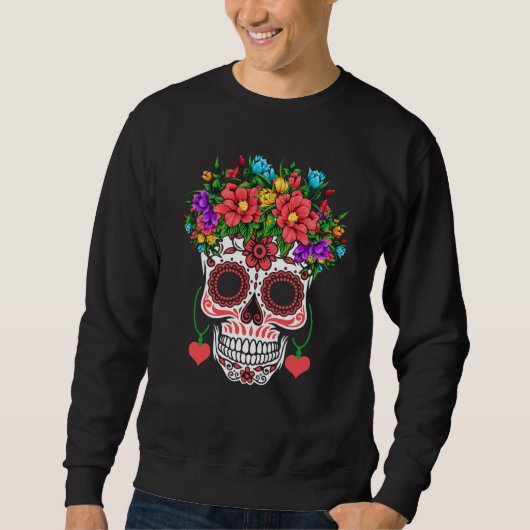 Valentines Day Dia De Los Muertos Sweatshirt (Vorderseite)