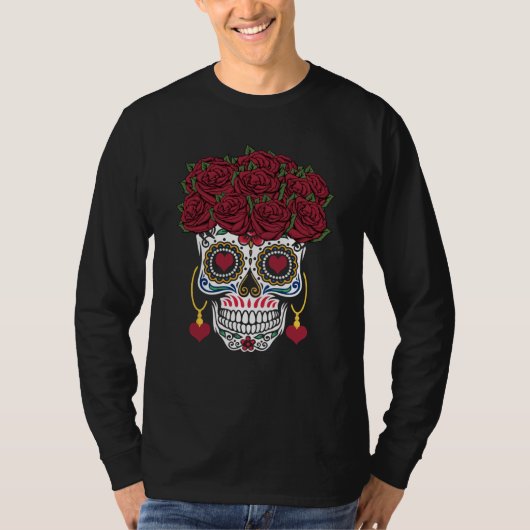 Valentines Day Dia De Los Muertos Valentine Roses T-Shirt (Vorderseite)