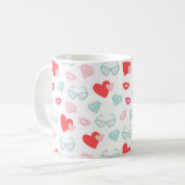 Valentine's Day Diamonds Hört Kisses Pink Kaffeetasse (Vorderseite Links)