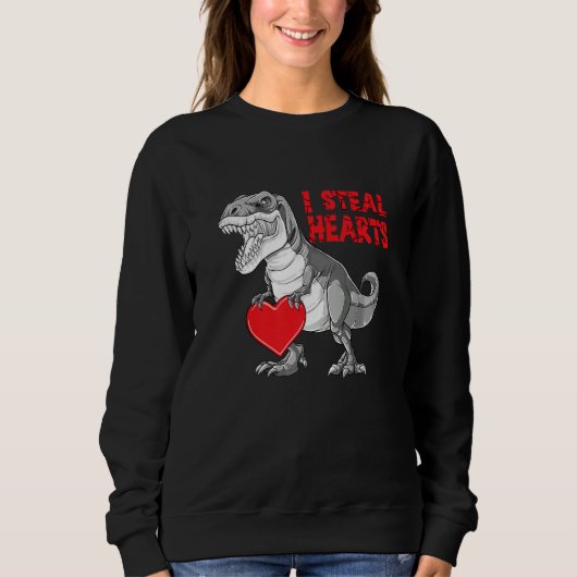 Valentines Day Dinosaur I Steal Hearts Boys Men Lo Sweatshirt (Vorderseite)