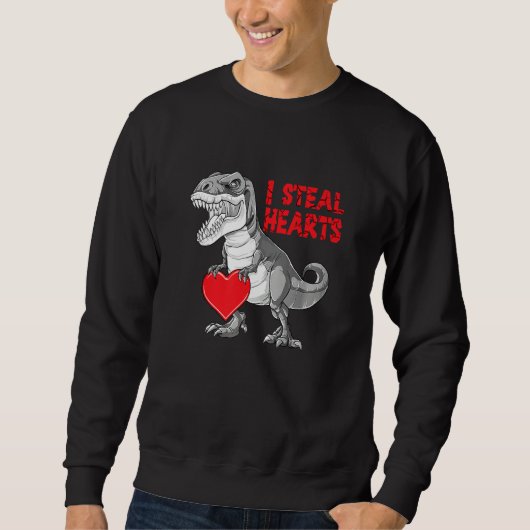 Valentines Day Dinosaur I Steal Hearts Boys Men Lo Sweatshirt (Vorderseite)