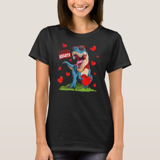 Valentines Day Dinosaur I Steal Hearts Boys Men Lo T-Shirt (Vorderseite)
