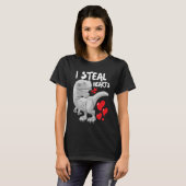 Valentines Day Dinosaur I Steal Hearts Boys Men Lo T-Shirt (Vorne ganz)