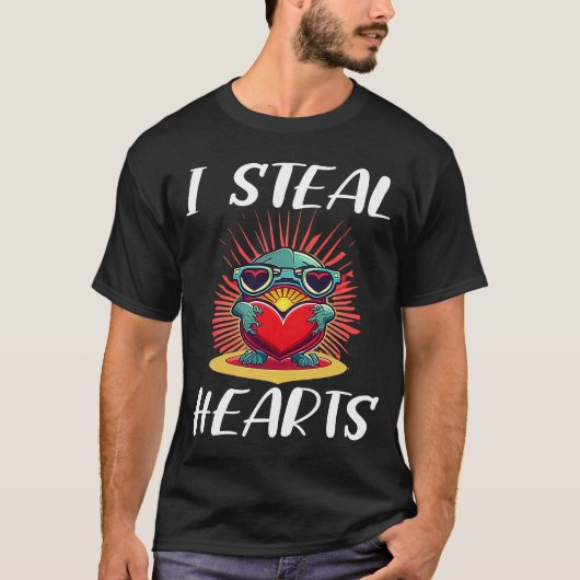 Valentines Day Dinosaur I Steal Hearts Boys Men Lo T-Shirt (Vorderseite)