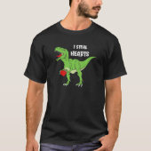 Valentines Day Dinosaur I Steal Hearts Boys Men Lo T-Shirt (Vorderseite)