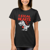 Valentines Day Dinosaur I Steal Hearts Boys Men Lo T-Shirt (Vorderseite)