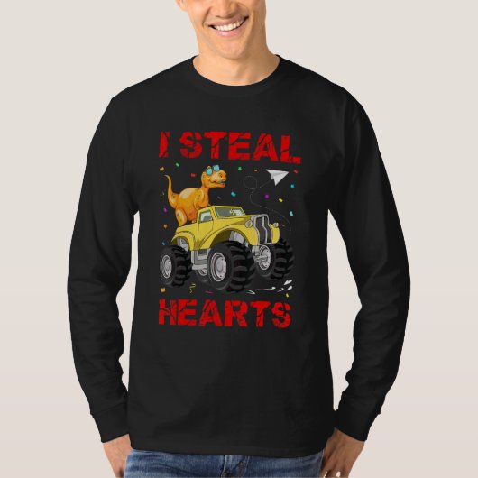 Valentines Day Dinosaur I Steal Hearts Cute Valent T-Shirt (Vorderseite)