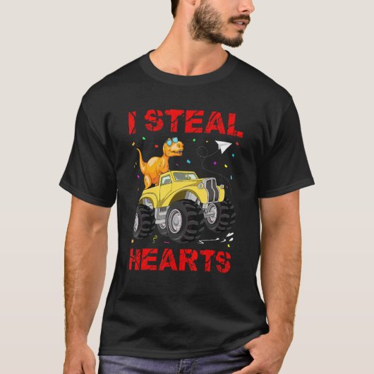 Valentines Day Dinosaur I Steal Hearts Cute Valent T-Shirt (Vorderseite)