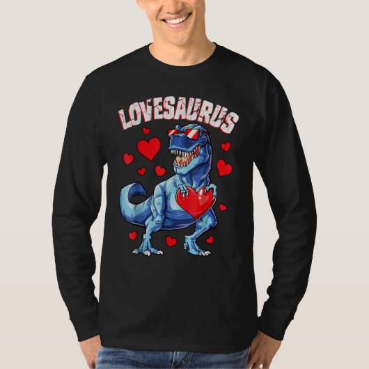 Valentines Day Dinosaur Lovesaurus rex Boys Men Ki T-Shirt (Vorderseite)