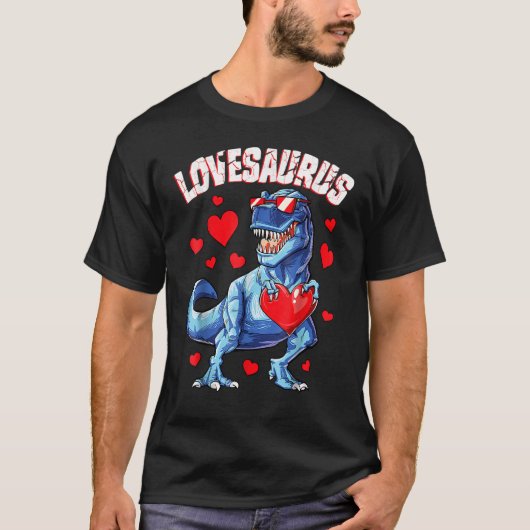 Valentines Day Dinosaur Lovesaurus rex Boys Men Ki T-Shirt (Vorderseite)