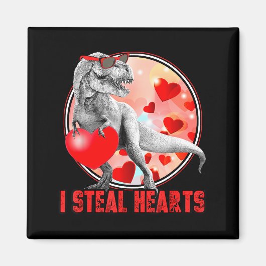 Valentines Day Dinosaur T Rex I Steal Hearts Funny Magnet (Vorne)