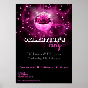 Valentine's Day Disco Ball - Party Poster drucken