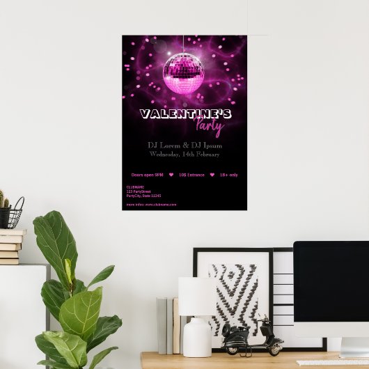 Valentine's Day Disco Ball - Party Poster drucken (Heimbüro)