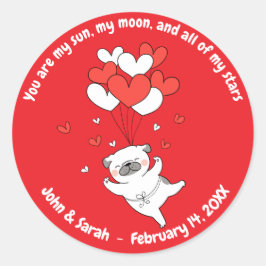 Valentine's Day Dog Heart Runder Aufkleber