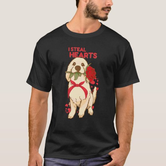Valentine's Day Dog I Steal Hearts Retriever T-Shirt (Vorderseite)