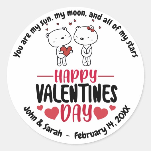 Valentine's Day Dog Love Heart Runder Aufkleber (Vorderseite)