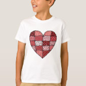 Valentine's Day Doodle Art Patchwork Heart Kids T-Shirt (Vorderseite)
