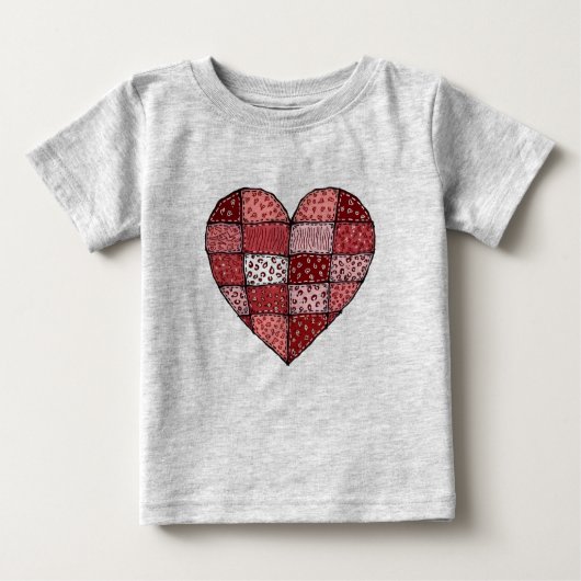 Valentine's Day Doodle Art Style Patchwork Heart Baby T-shirt (Vorderseite)