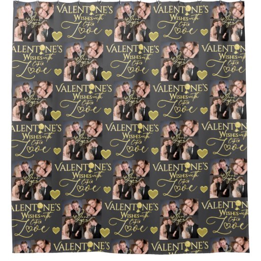 Valentine's Day Elegant Gold Photo Collage Duschvorhang (Vorderseite)