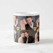 Valentine's Day Elegant Gold Photo Collage Jumbo-Tasse (Vorderseite)