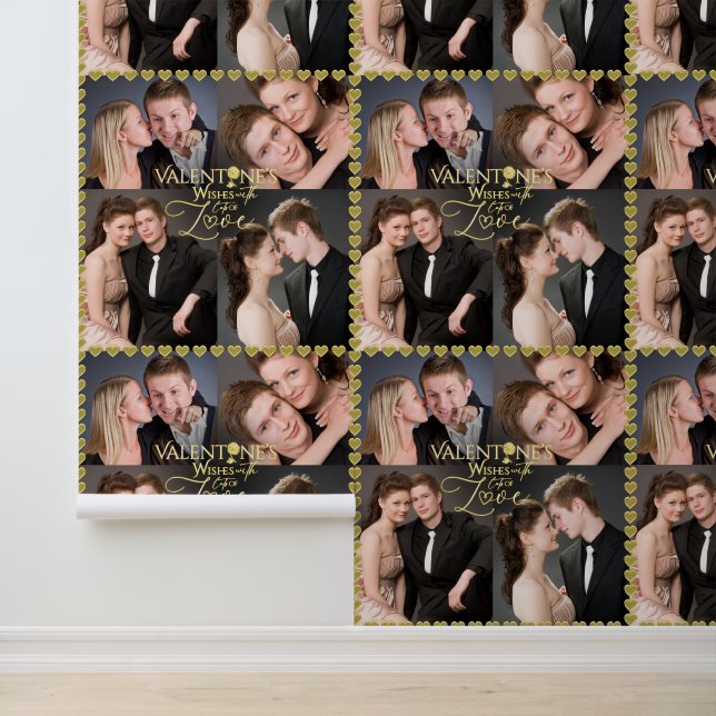 Valentine's Day Elegant Gold Photo Collage  Tapete (Anwendung)