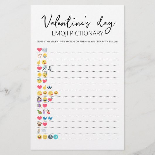 Valentine's day Emoji Pictionary game with Answers (Vorderseite)