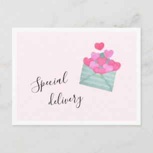 Valentine's Day Envelope Hearts Pastel Postkarte