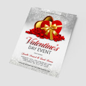 Valentine's Day Event Red Heart Box & Rose Petals Flyer