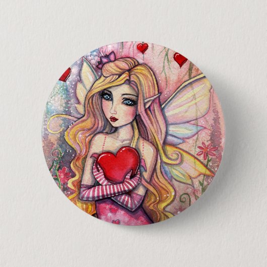 Valentine's Day Fairy Pinback Button (Vorderseite)