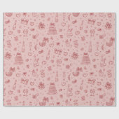 Valentine's Day Festive Pattern Wrapping Paper Geschenkpapier (Flach)