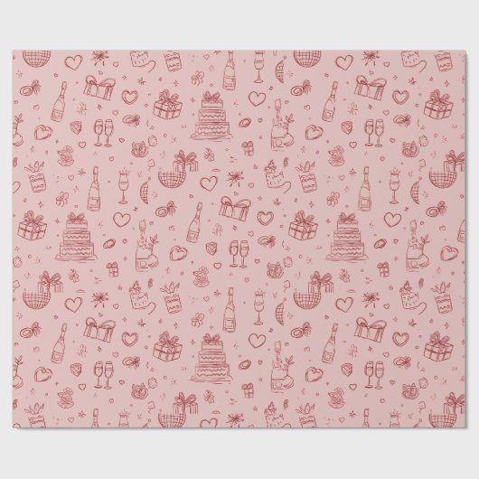Valentine's Day Festive Pattern Wrapping Paper Geschenkpapier (Flach)