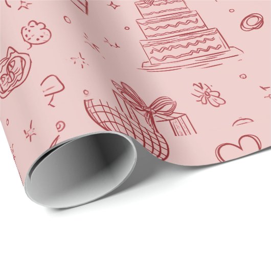 Valentine's Day Festive Pattern Wrapping Paper Geschenkpapier (Rolleneckpunkt)