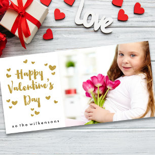 Valentine's Day Foto Glittery Gold Sparkle Herz Feiertagskarte