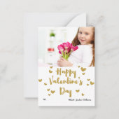 Valentine's Day Foto Glittery Goldene Klasse Mitteilungskarte (Vorderseite)