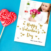 Valentine's Day Foto Glittery Goldene Klasse Mitteilungskarte