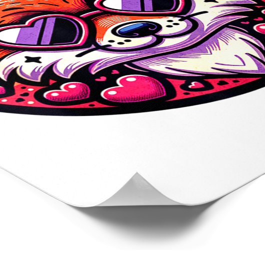 Valentines Day Fox And Matching Couples Foxes  Poster (Ecke)