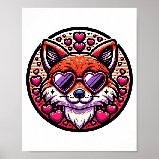Valentines Day Fox And Matching Couples Foxes  Poster (Vorne)
