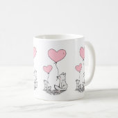 Valentine's Day Foxy Pink Hearts Mugs Kaffeetasse (VorderseiteRechts)