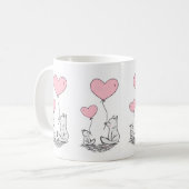 Valentine's Day Foxy Pink Hearts Mugs Kaffeetasse (Vorderseite Links)