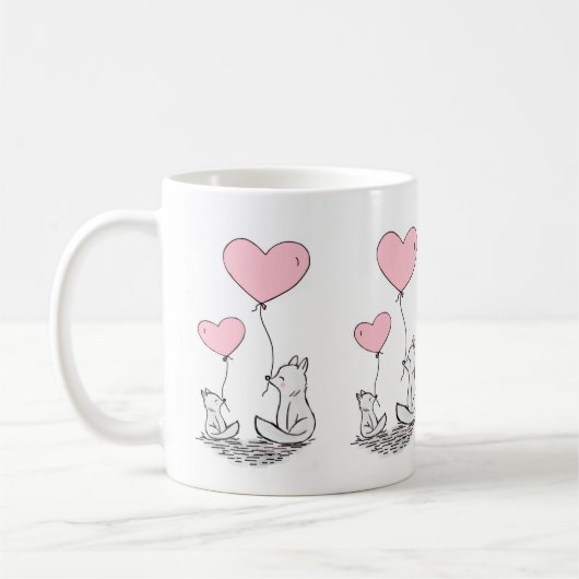 Valentine's Day Foxy Pink Hearts Mugs Kaffeetasse (Links)