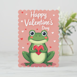 Valentines Day Frog Flat Greeting Card Feiertagskarte