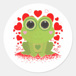 Valentine's Day Frog   Runder Aufkleber