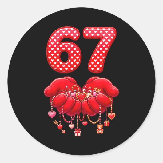 Valentines Day Funny 67 Six Seven Valentine Heart  Runder Aufkleber (Vorderseite)