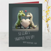 Valentine's Day Funny Alligator Crocodile Couple Karte (Gelbe Blume)