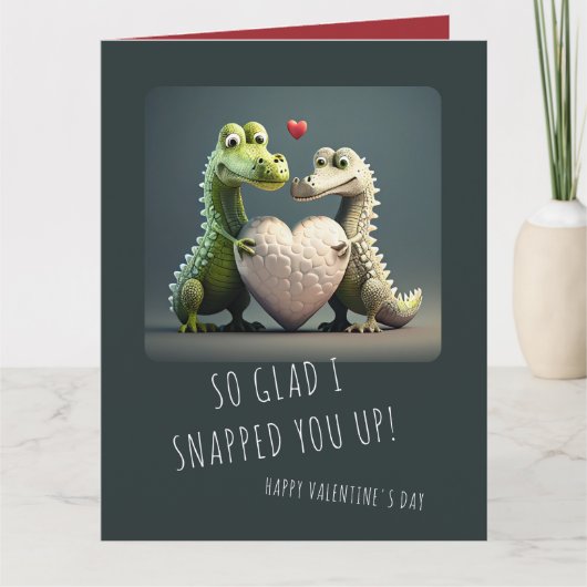 Valentine's Day Funny Alligator Crocodile Couple Karte (Vorderseite)