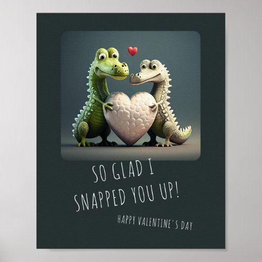 Valentine's Day Funny Alligator Crocodile Couple Poster (Vorne)
